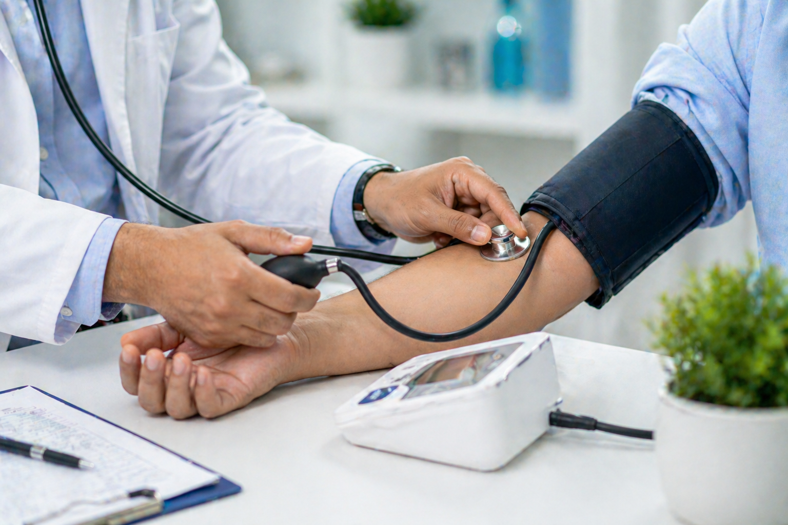 Blood pressure check at Verma Family Clinic